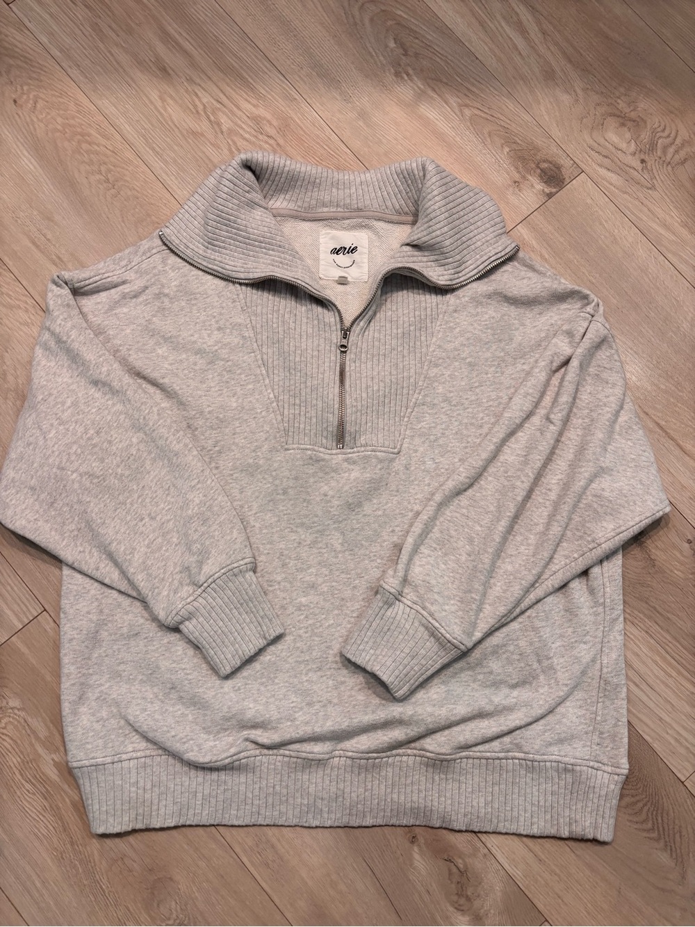 aerie Light Gray Women's Half-Zip Sweater